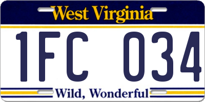 WV license plate 1FC034