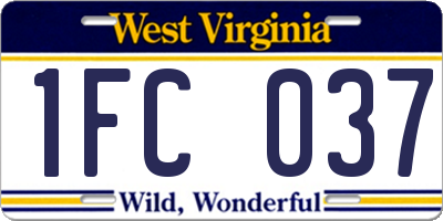 WV license plate 1FC037