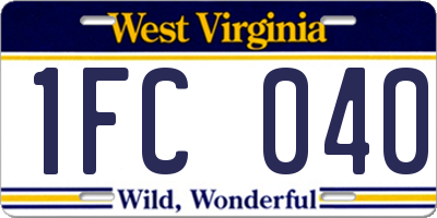 WV license plate 1FC040