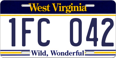 WV license plate 1FC042