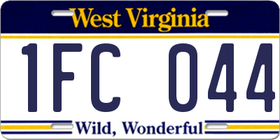 WV license plate 1FC044