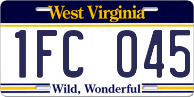 WV license plate 1FC045