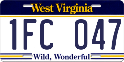 WV license plate 1FC047