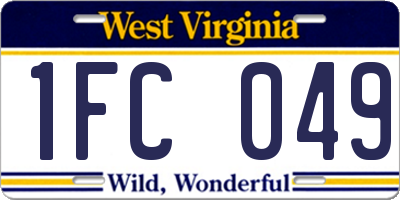 WV license plate 1FC049