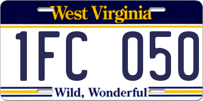 WV license plate 1FC050