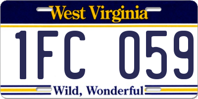WV license plate 1FC059