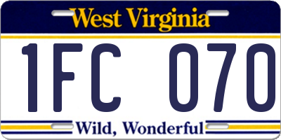 WV license plate 1FC070