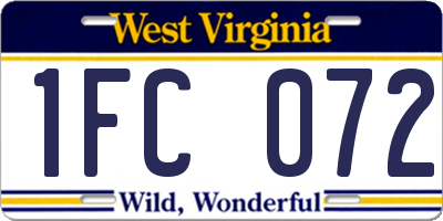 WV license plate 1FC072