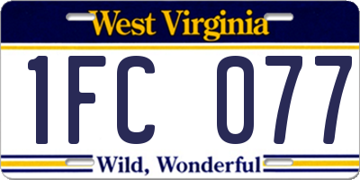 WV license plate 1FC077