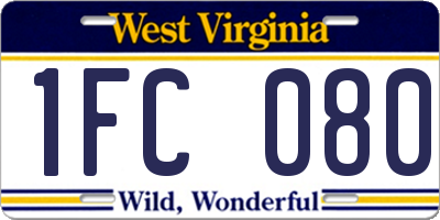 WV license plate 1FC080