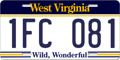 WV license plate 1FC081