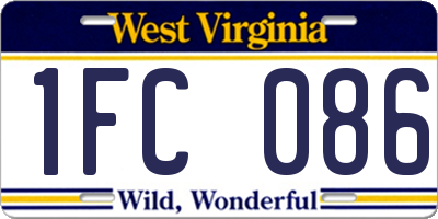 WV license plate 1FC086