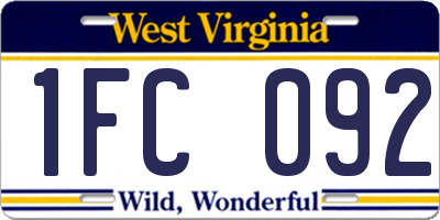 WV license plate 1FC092