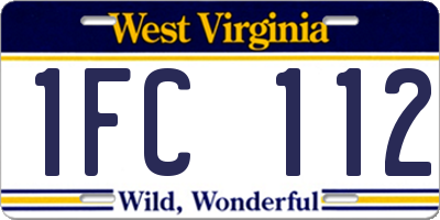 WV license plate 1FC112