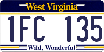 WV license plate 1FC135