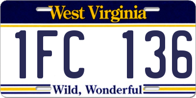 WV license plate 1FC136