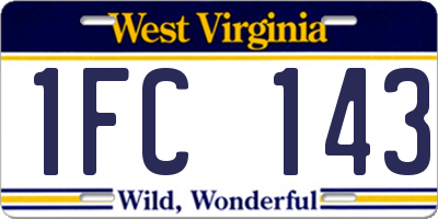 WV license plate 1FC143