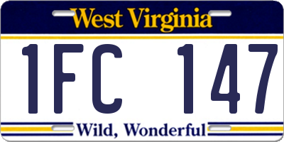 WV license plate 1FC147