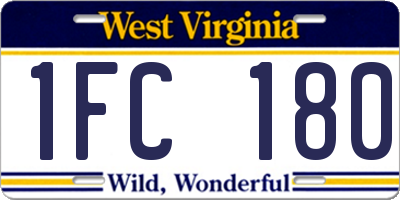 WV license plate 1FC180