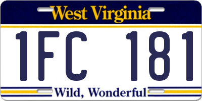 WV license plate 1FC181