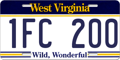 WV license plate 1FC200