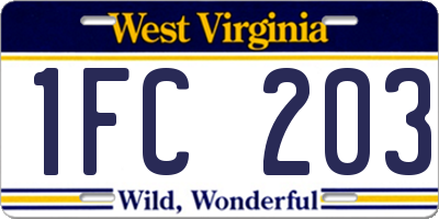 WV license plate 1FC203