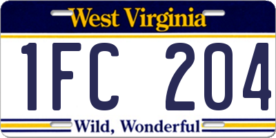 WV license plate 1FC204
