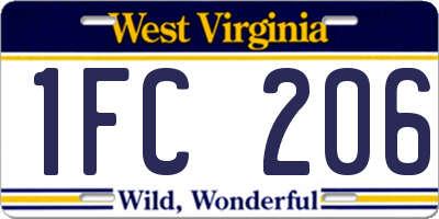 WV license plate 1FC206