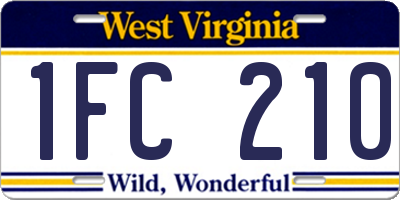 WV license plate 1FC210