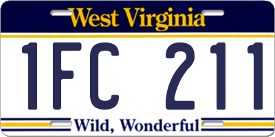 WV license plate 1FC211