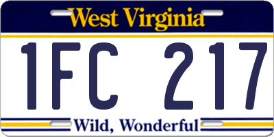 WV license plate 1FC217