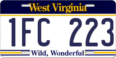 WV license plate 1FC223