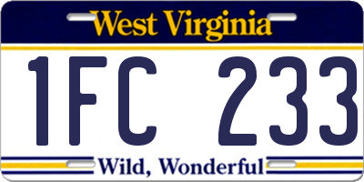WV license plate 1FC233