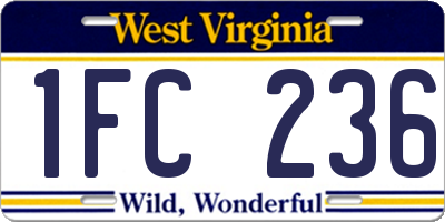 WV license plate 1FC236