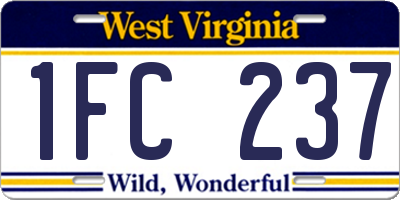 WV license plate 1FC237