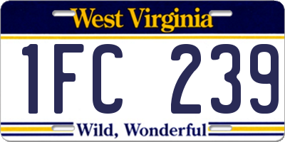 WV license plate 1FC239