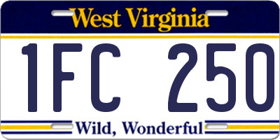 WV license plate 1FC250
