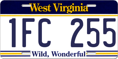 WV license plate 1FC255