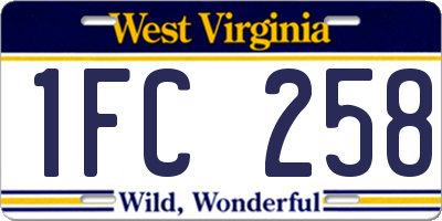 WV license plate 1FC258