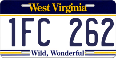 WV license plate 1FC262
