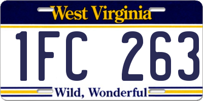 WV license plate 1FC263