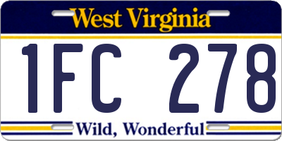 WV license plate 1FC278