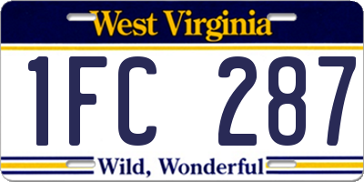 WV license plate 1FC287