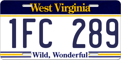 WV license plate 1FC289