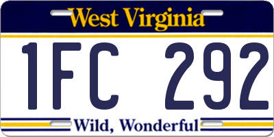 WV license plate 1FC292