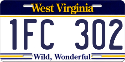 WV license plate 1FC302