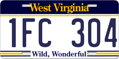 WV license plate 1FC304