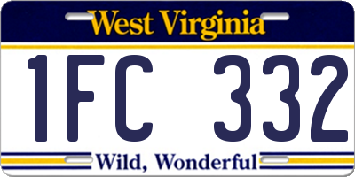 WV license plate 1FC332
