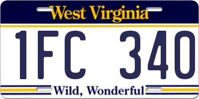 WV license plate 1FC340
