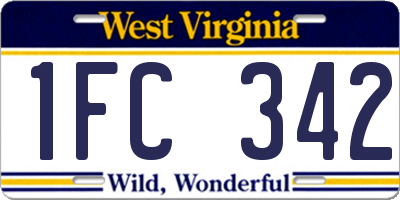 WV license plate 1FC342